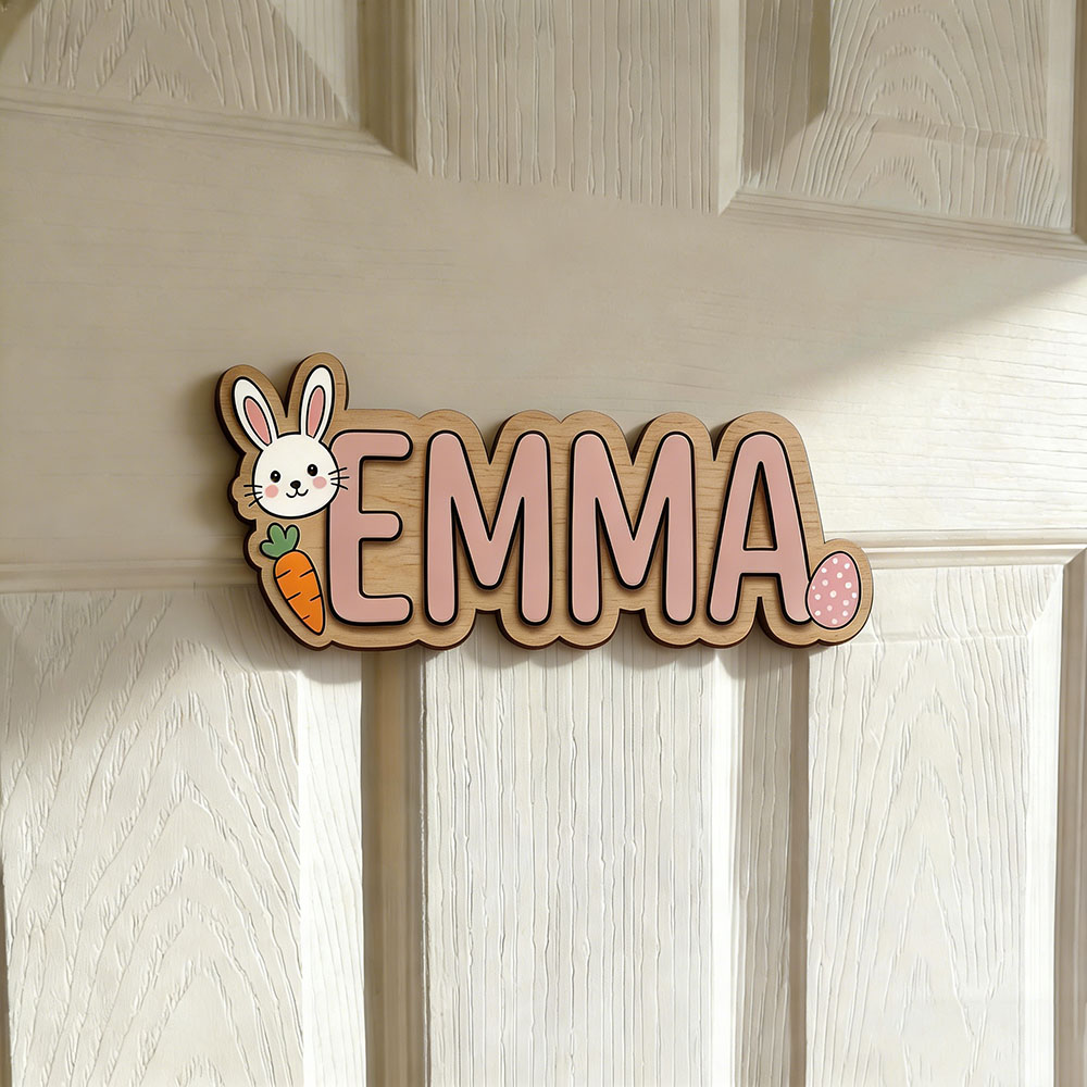 Baby Nursery - Personalized Easter Bunny Name Plaque -