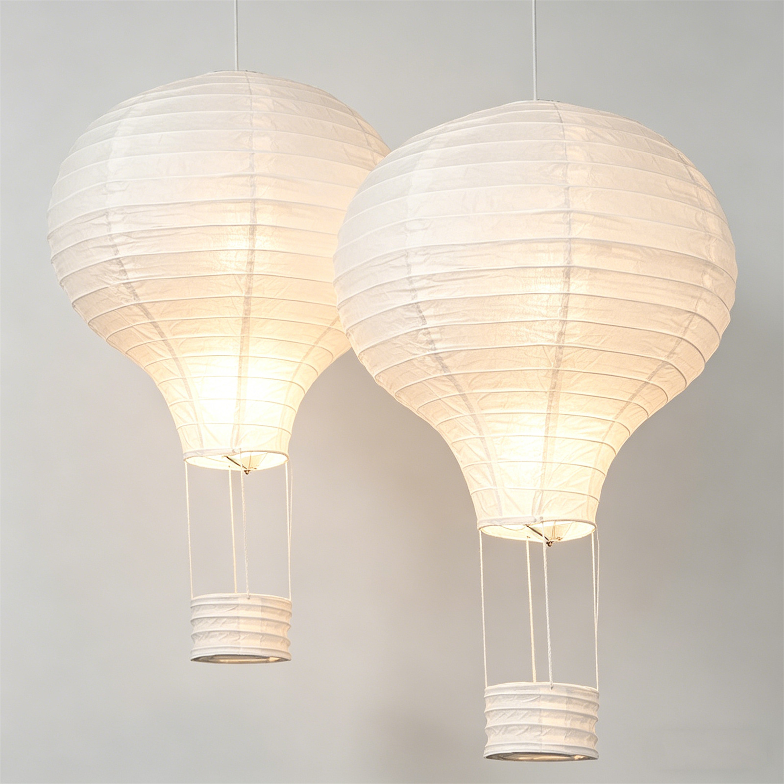 Baby Nursery Light Shade - 2Pcs 16‘’ White Hot Air Balloon