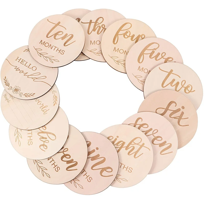 Milestone Card Set - Wooden Wood Chip Month Souvenir Card