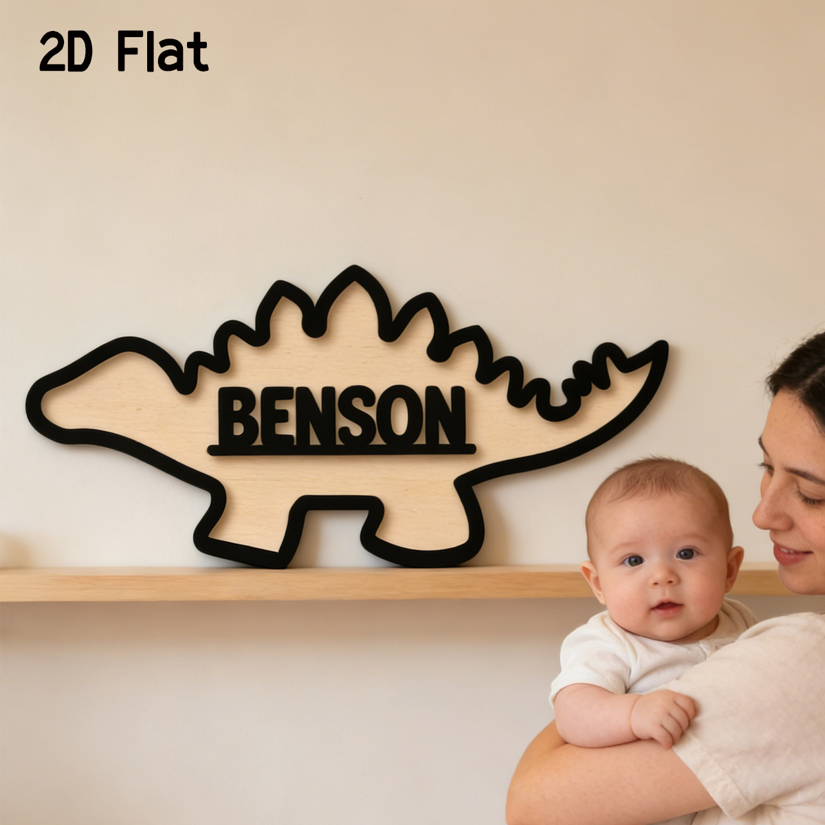 Baby Nursery - 1Pc Cutom Dinosaur Wooden Acrylic Name