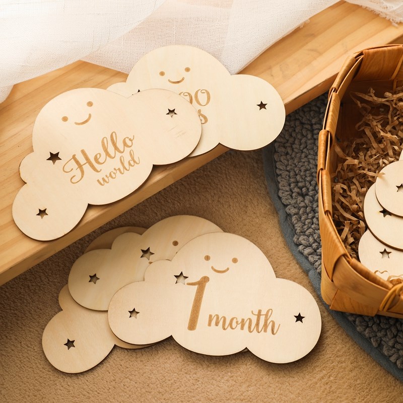 Milestone Card Set - 8pcs/set Wooden Baby Milestone Cards Cute