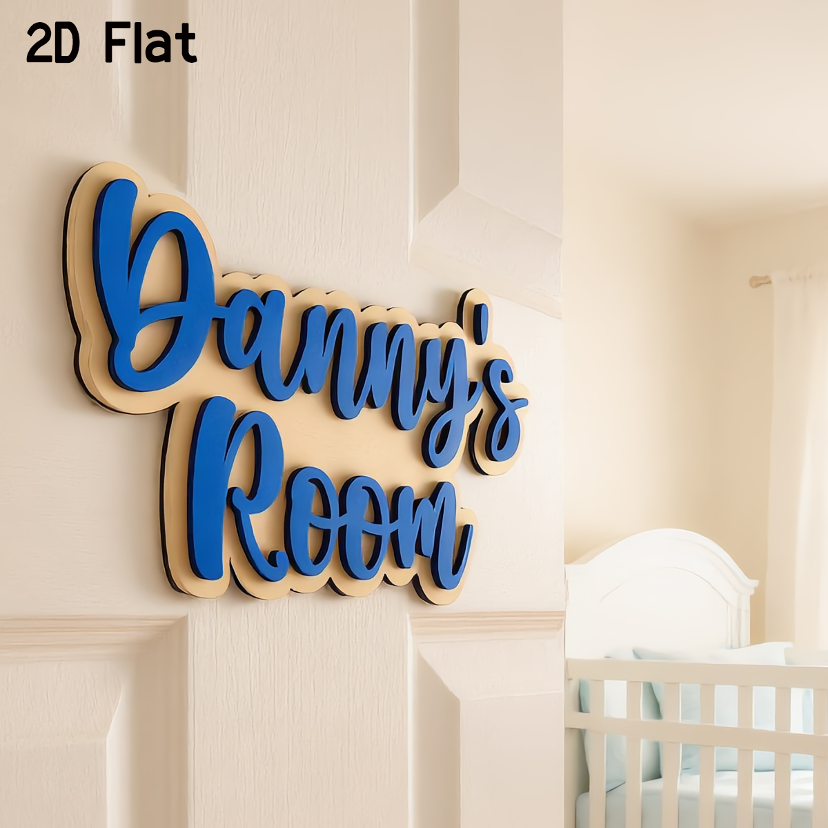 Baby Nursery - 1Pc Cutom Blue Wooden Acrylic Door