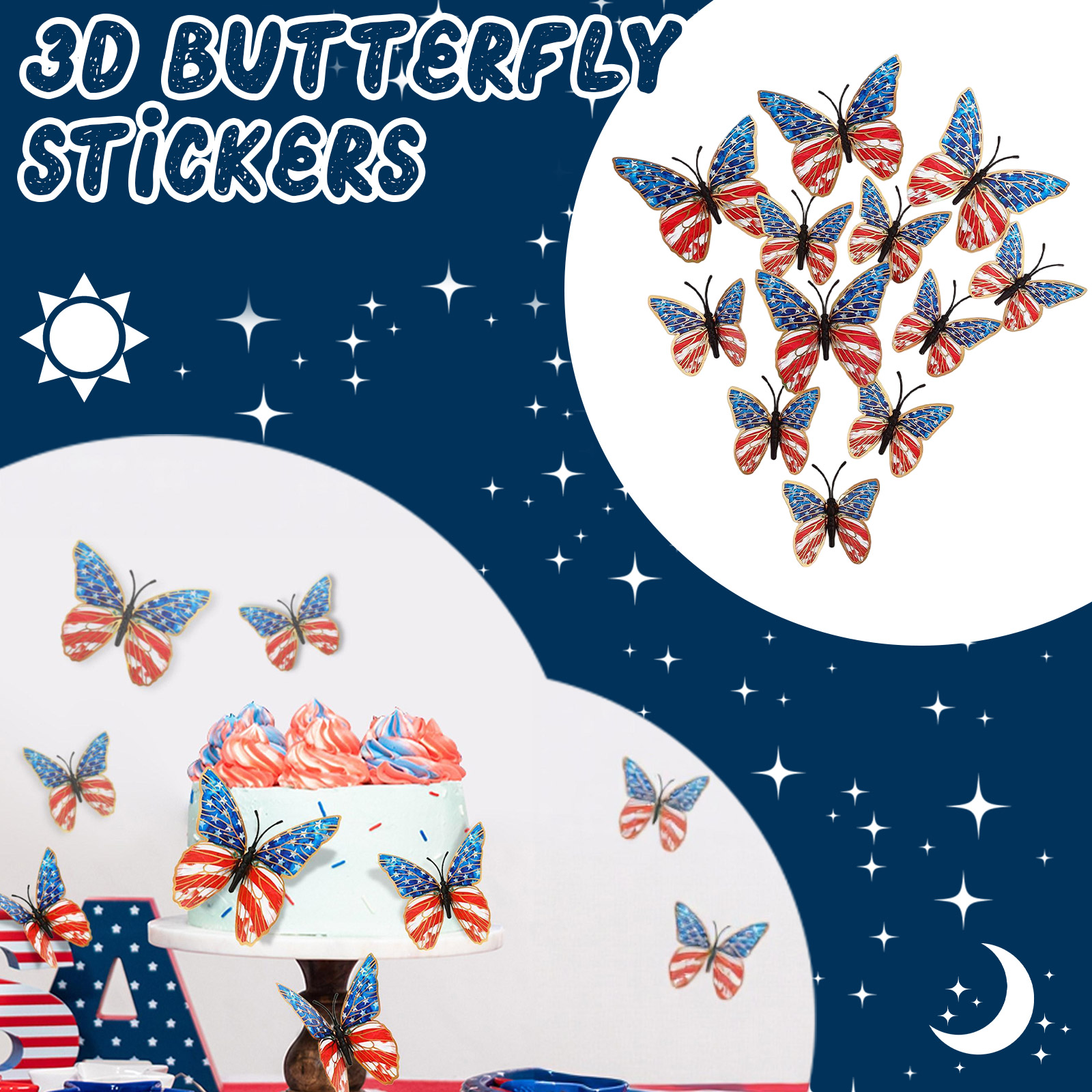 Baby Nursery Wall Stickers - 3d Butterfly Wall Stickers American Flag