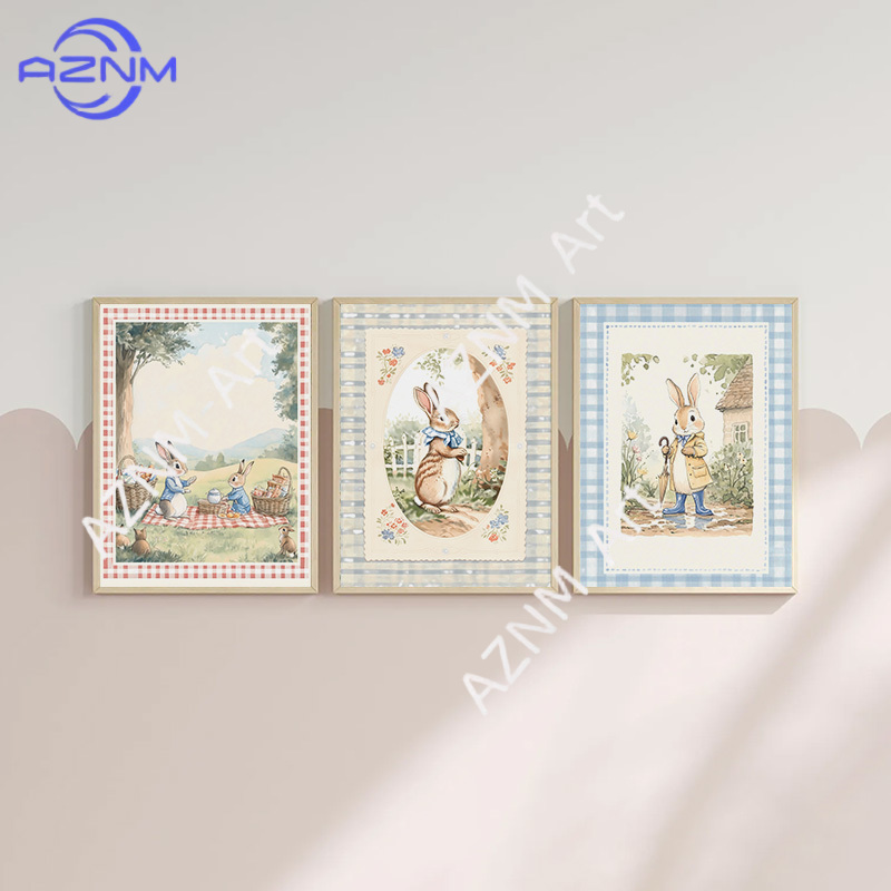 Vintage Boho Blue Plaid Rabbit - Baby Nursery Vintage Decor review and price