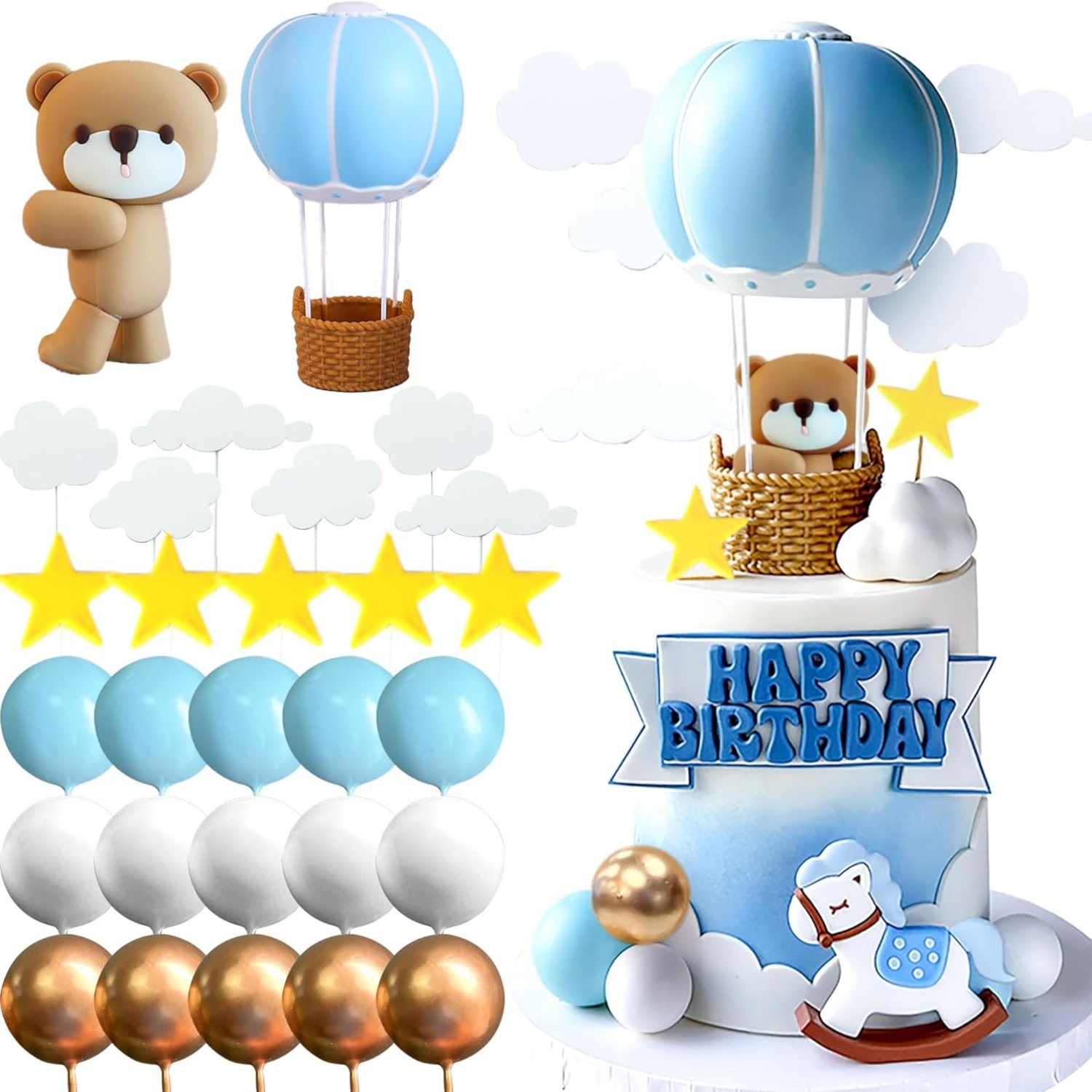 LaVenty Blue Pink Bear Cake De - Baby Nursery Hot Air Balloon review and price