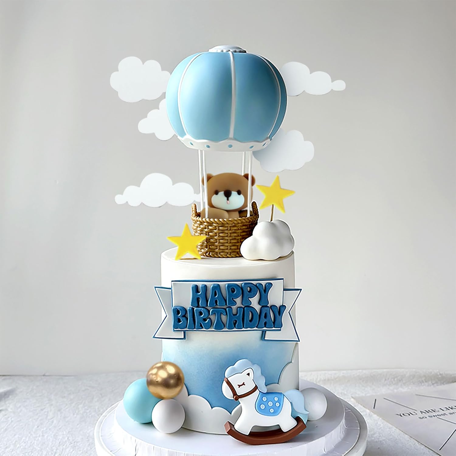 LaVenty Blue Pink Bear Cake De - Baby Nursery Hot Air Balloon review and price