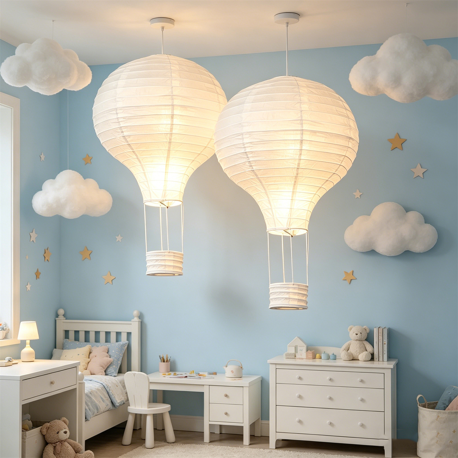 2Pcs 16‘’ White Hot Air Balloo - Baby Nursery Light Shade review and price
