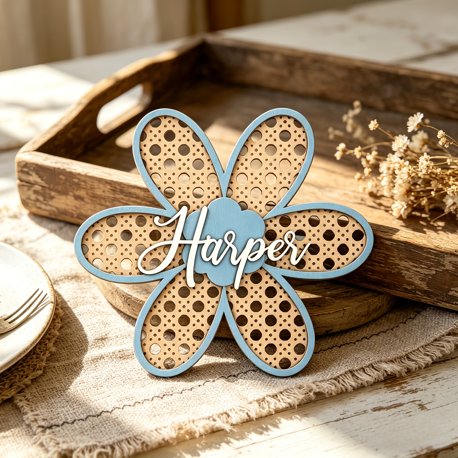 Personalized Boho Rattan Flowe - Baby Nursery review and price