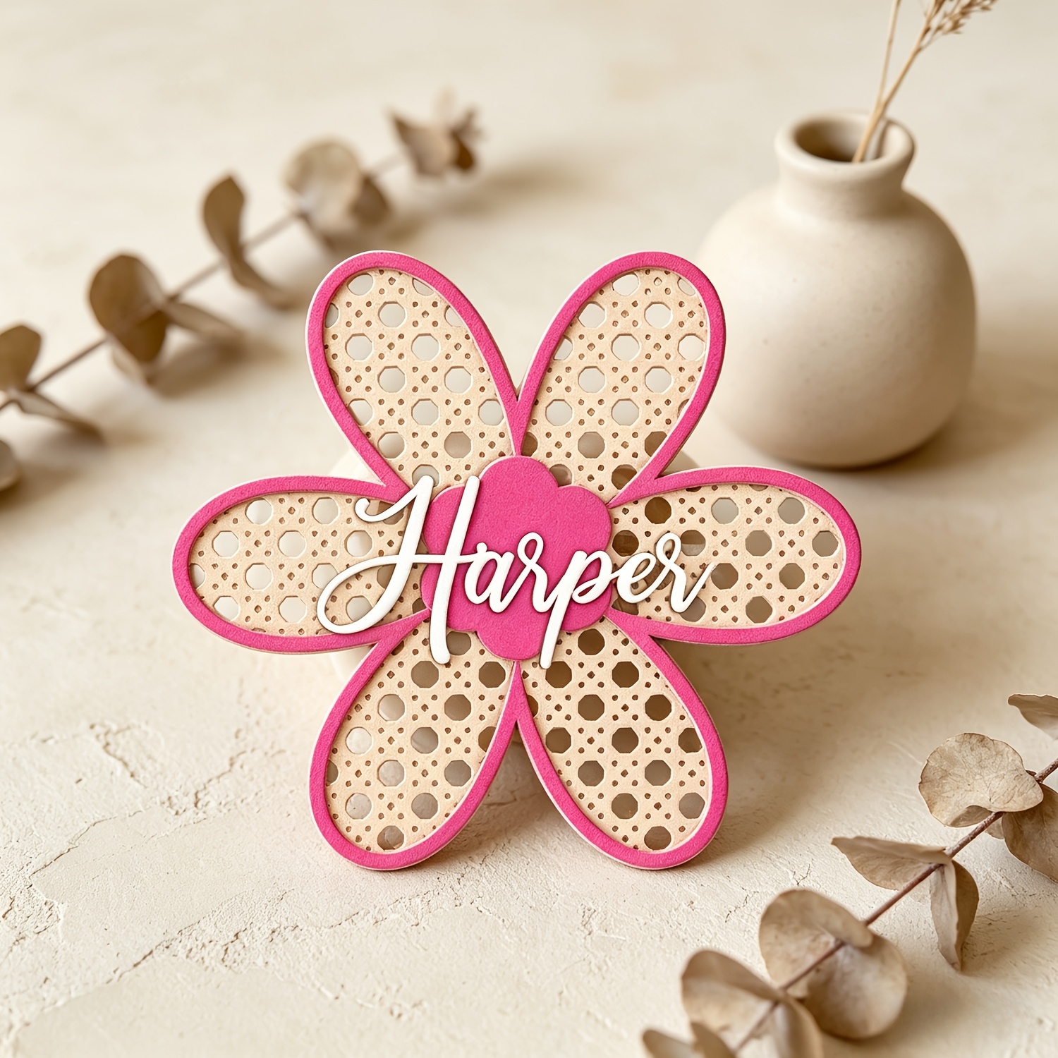 Personalized Boho Rattan Flowe - Baby Nursery review and price