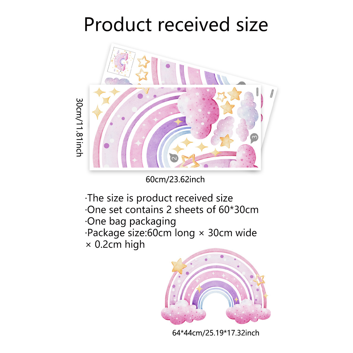 Colorful Rainbow Stars Cloud W - Baby Nursery Wall Stickers review and price
