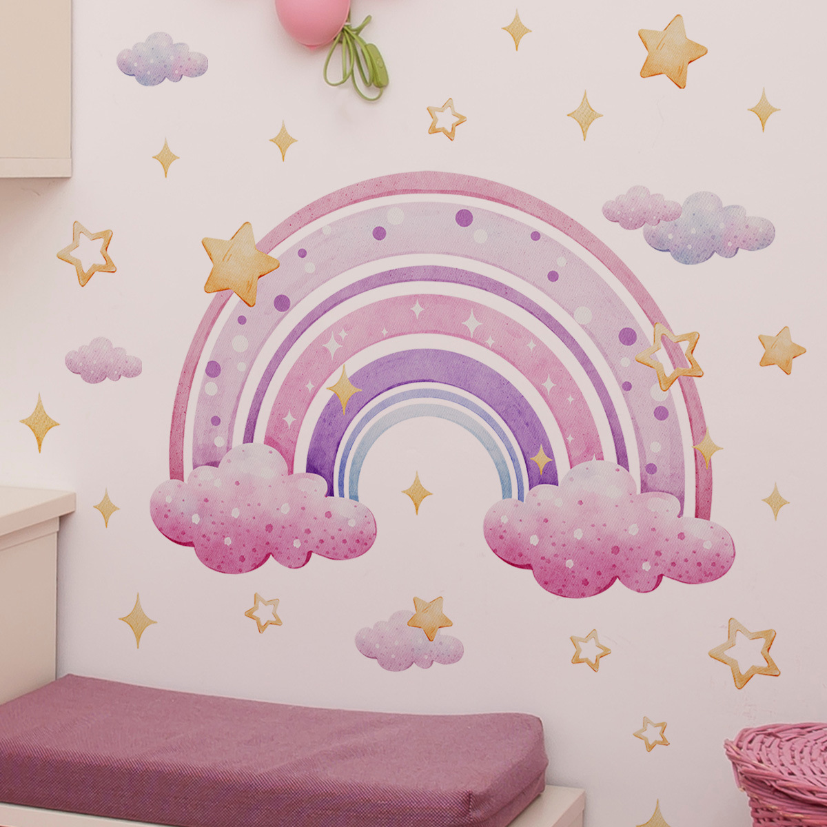 Colorful Rainbow Stars Cloud W - Baby Nursery Wall Stickers review and price