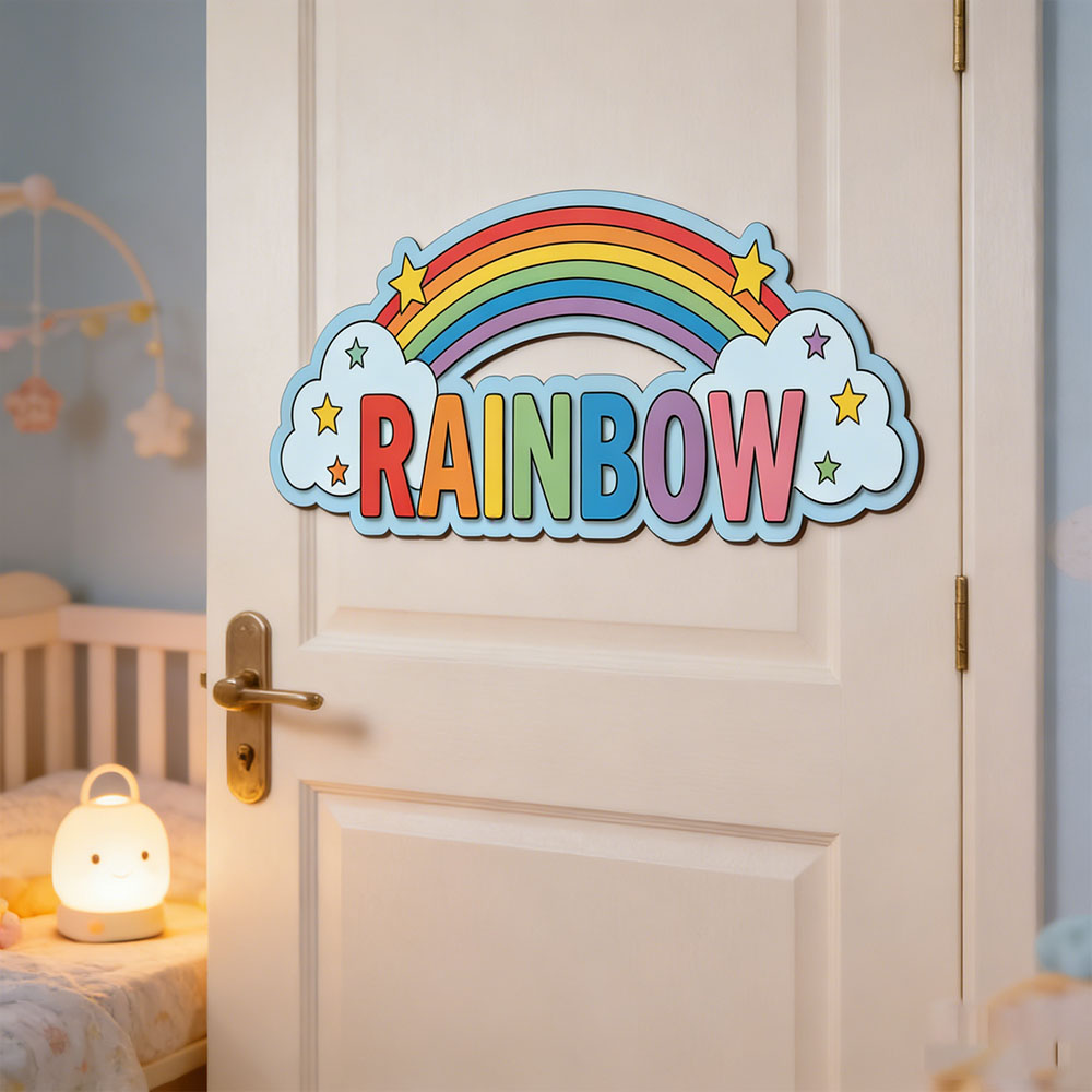 Custom Rainbow Cloud Star Name - Baby Nursery review and price
