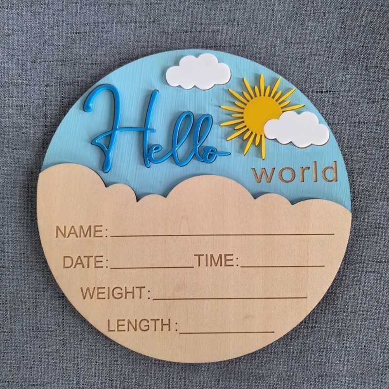 J15U Wooden Hello Baby Announc - Baby Nursery Hospital review and price
