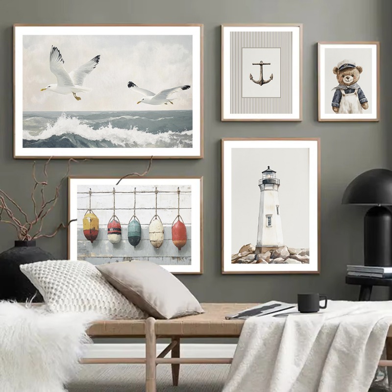 Neutral Nautical Nursery Art V - Baby Nursery Vintage Decor review and price