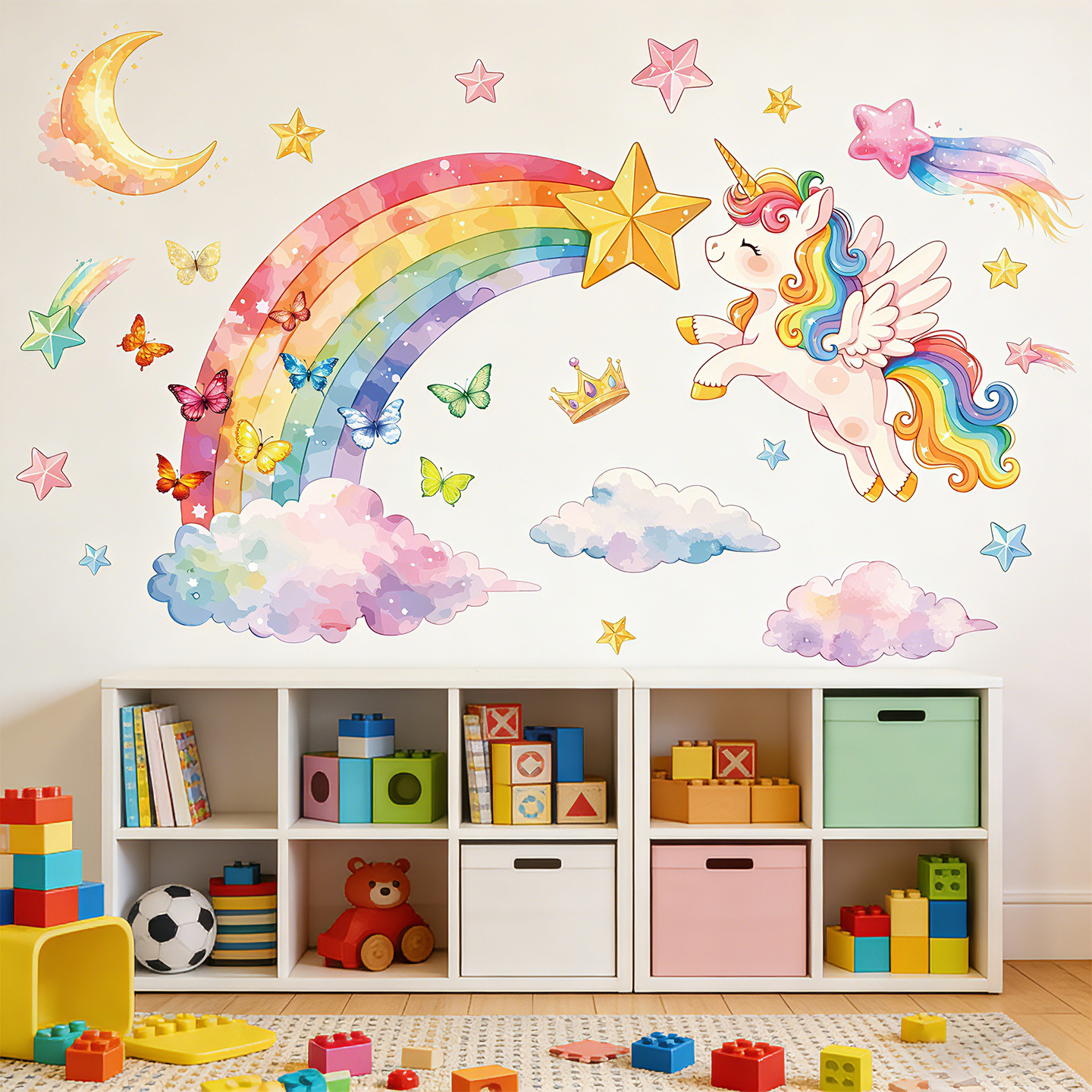 Unicorn Rainbow Butterfly Wall - Baby Nursery Wall Stickers review and price