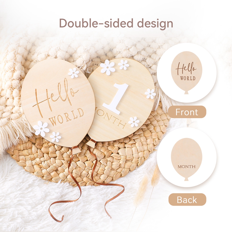 2Pcs Baby Wooden Balloon Miles - Milestone Card Set review and price