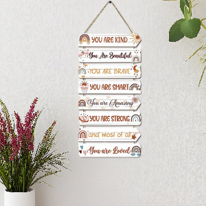 Rainbow Wooden Hanging Sign In - Baby Nursery Quotes review and price