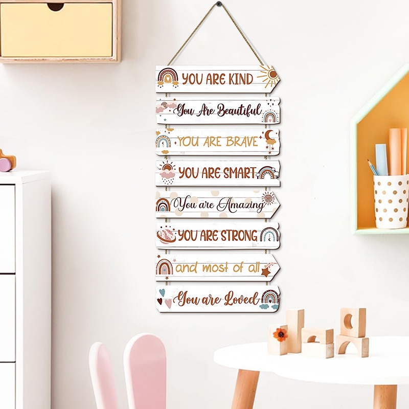 Rainbow Wooden Hanging Sign In - Baby Nursery Quotes review and price