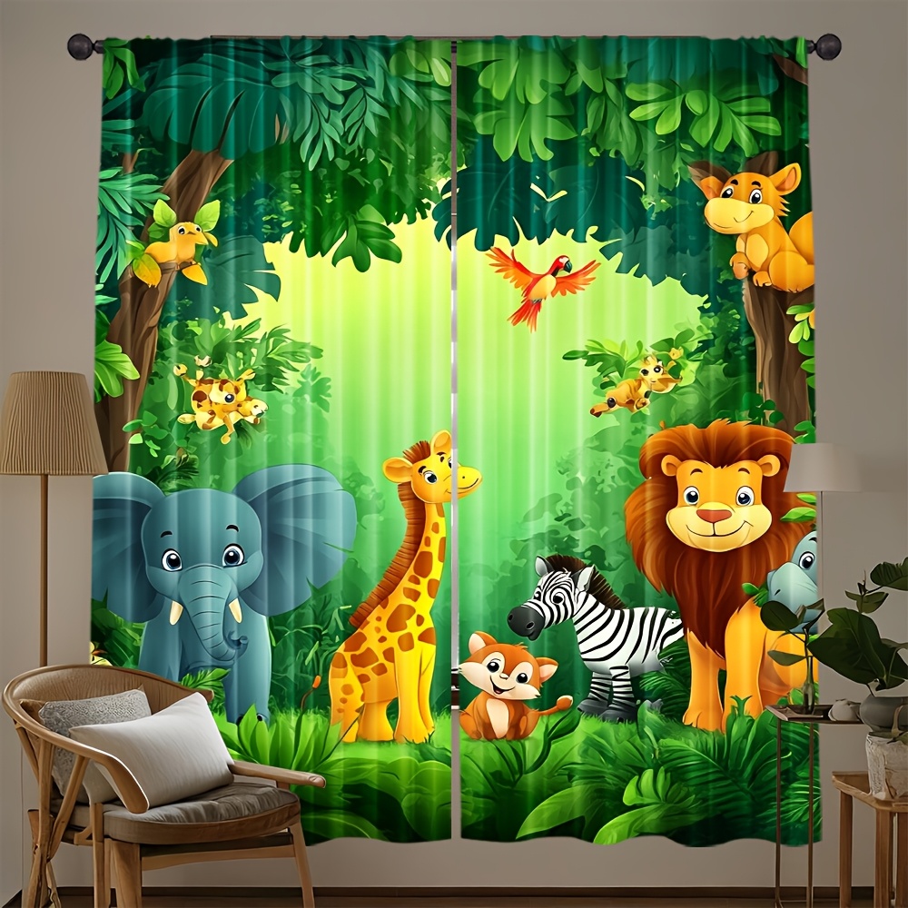 2pcs Cartoon Animal Curtains J - Baby Nursery Hospital review and price
