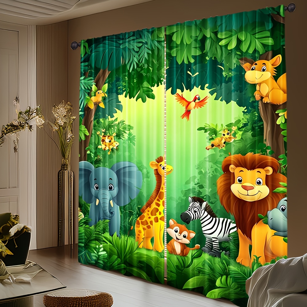 2pcs Cartoon Animal Curtains J - Baby Nursery Hospital review and price