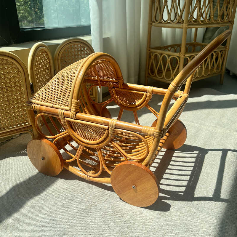 Woven Rattan Baby Stroller Vin - Baby Nursery Vintage Decor review and price