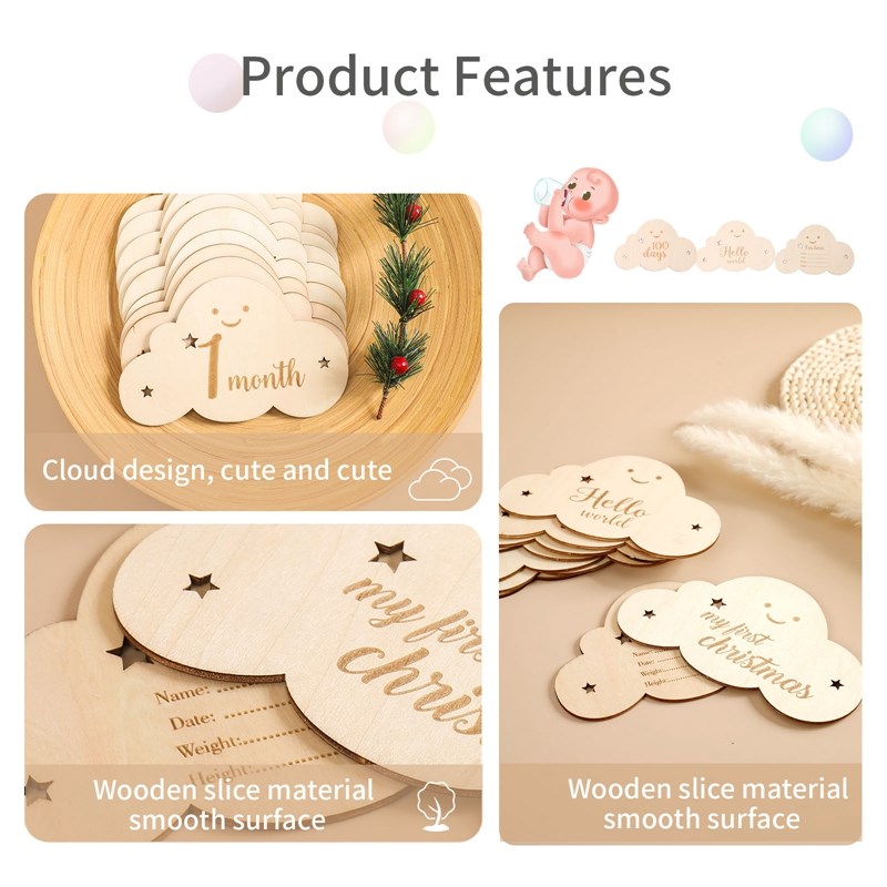 8pcs/set Wooden Baby Milestone - Milestone Card Set review and price