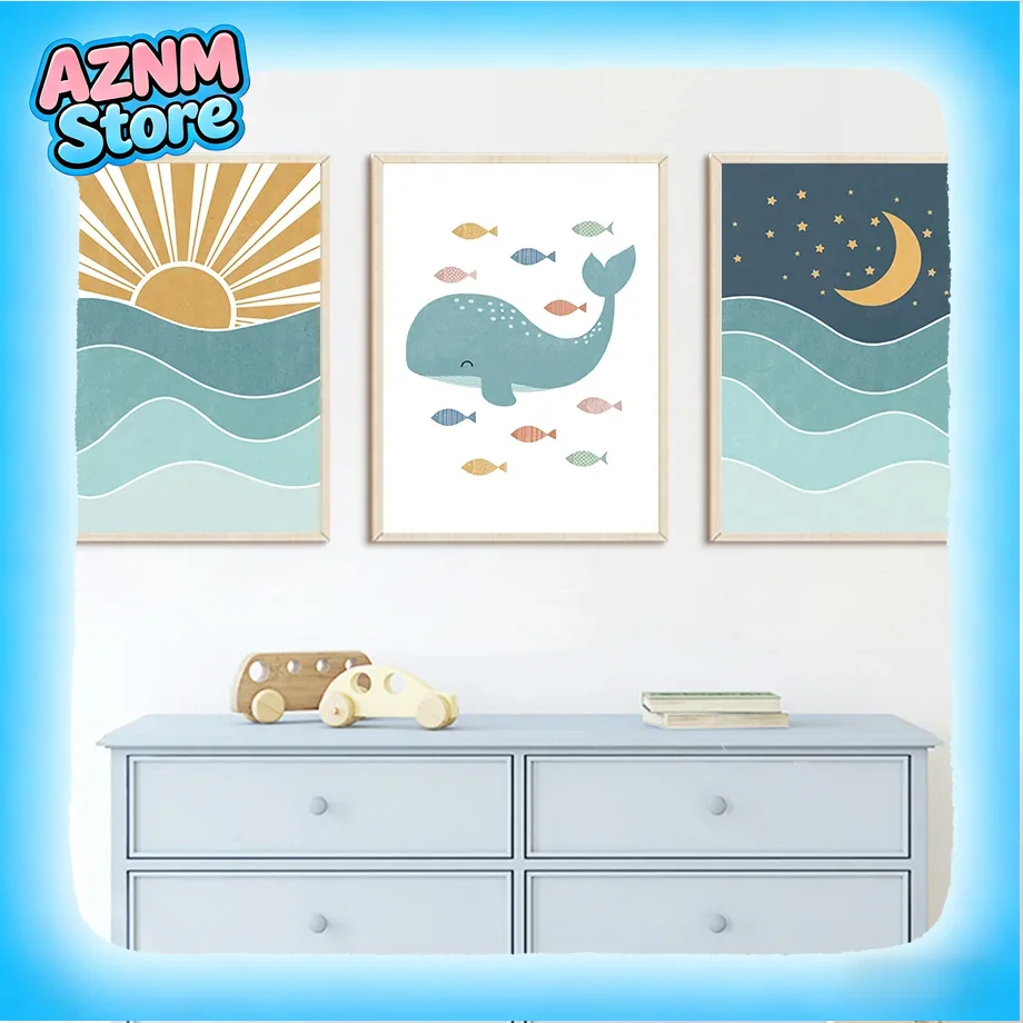 Fish Whale Seagull Sunrise Sun - Baby Nursery Quotes review and price