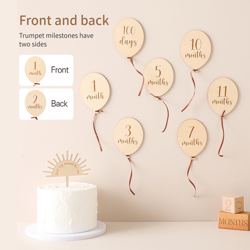 9PCS Baby Wooden Balloon Miles - Milestone Card Set review and price