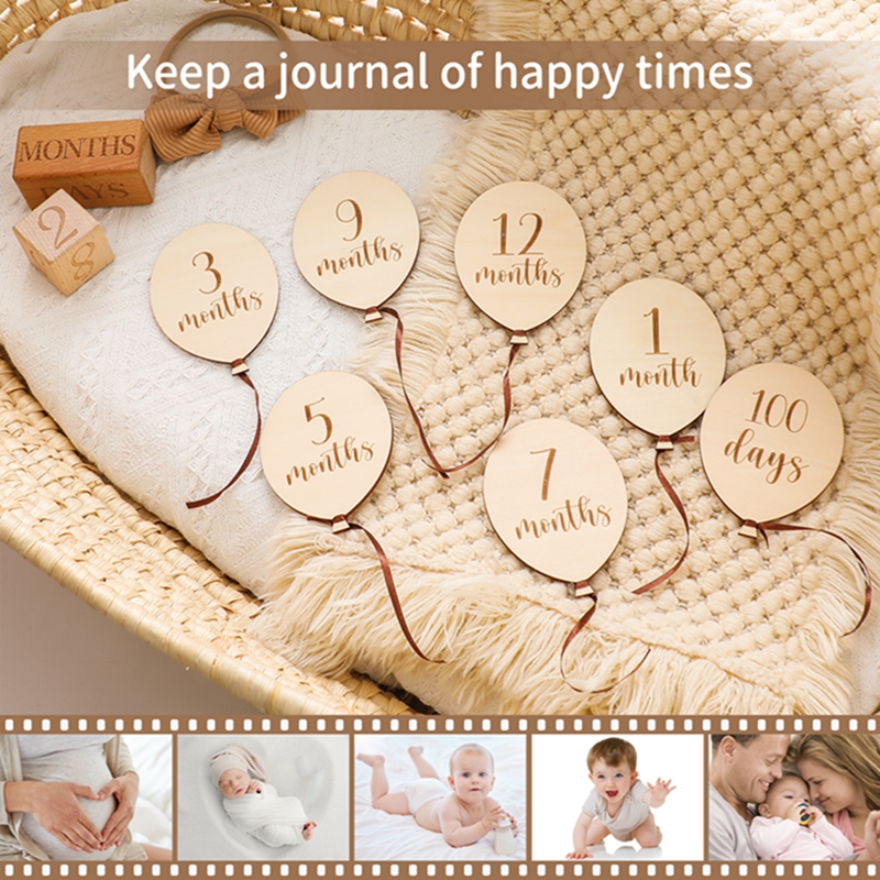 9PCS Baby Wooden Balloon Miles - Milestone Card Set review and price