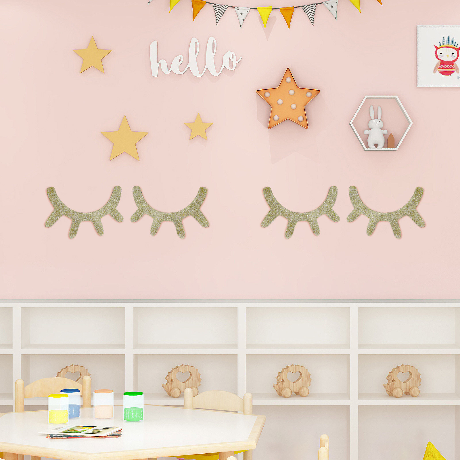 1Pair Nordic Style Sleepy Eyel - Baby Nursery Wall Stickers review and price