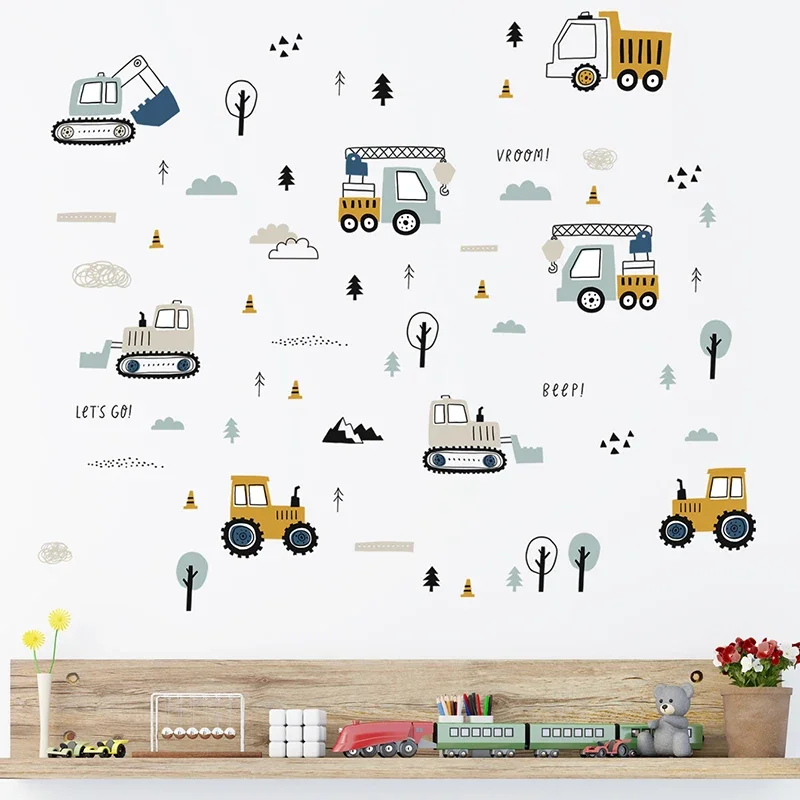 Hand Drawn Cute Cars Cargo Tru - Baby Nursery Wall Stickers review and price
