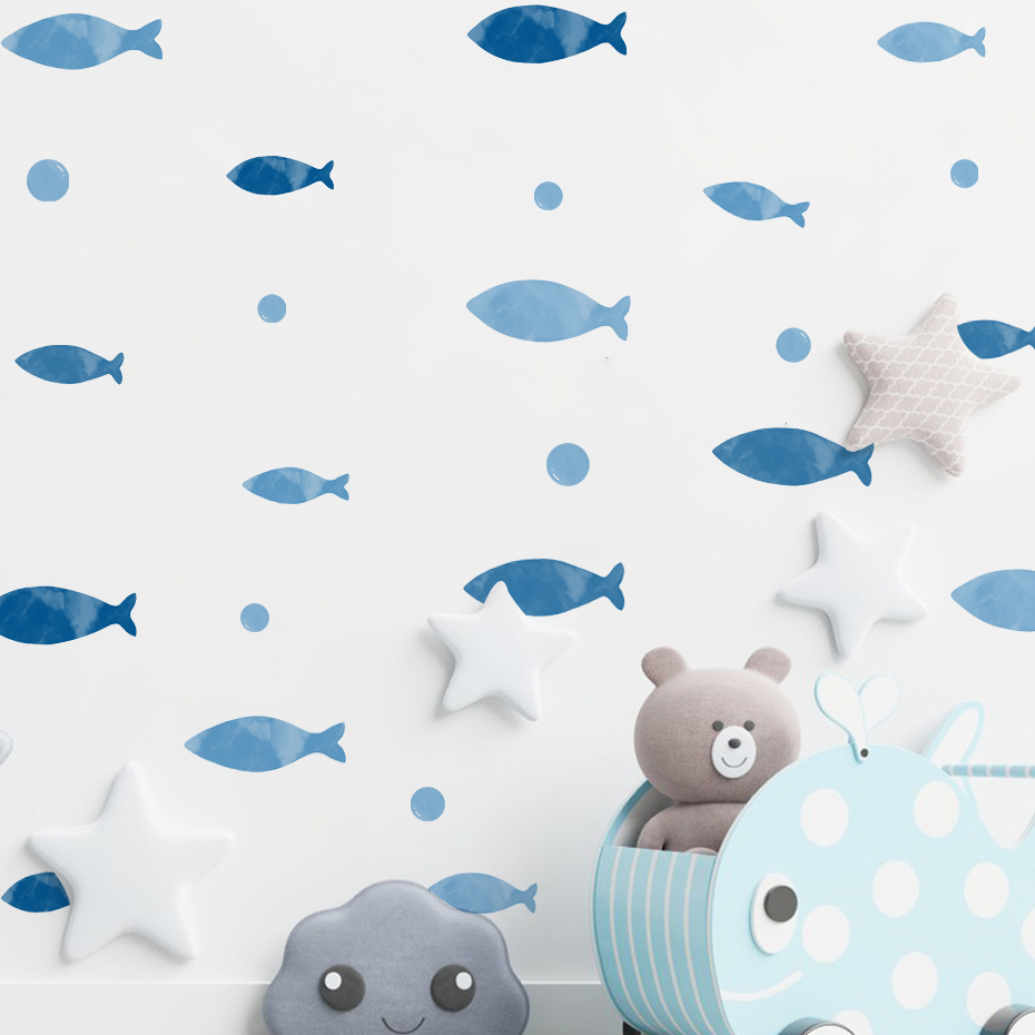 Blue Fish Vinyl Wall sticker f - Baby Nursery Ocean review and price