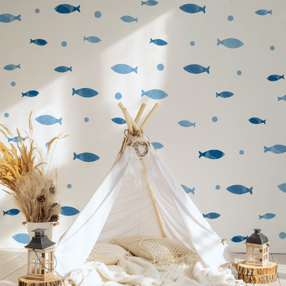 Blue Fish Vinyl Wall sticker f - Baby Nursery Ocean review and price