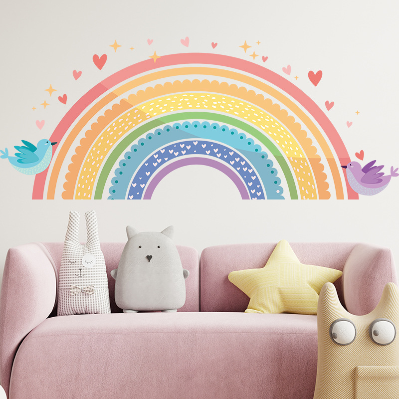 Colorful Rainbow Bird Love Wal - Baby Nursery Wall Stickers review and price