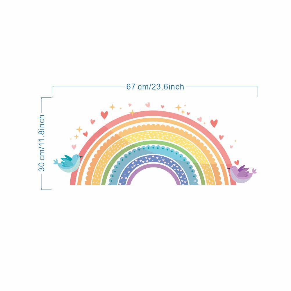 Colorful Rainbow Bird Love Wal - Baby Nursery Wall Stickers review and price