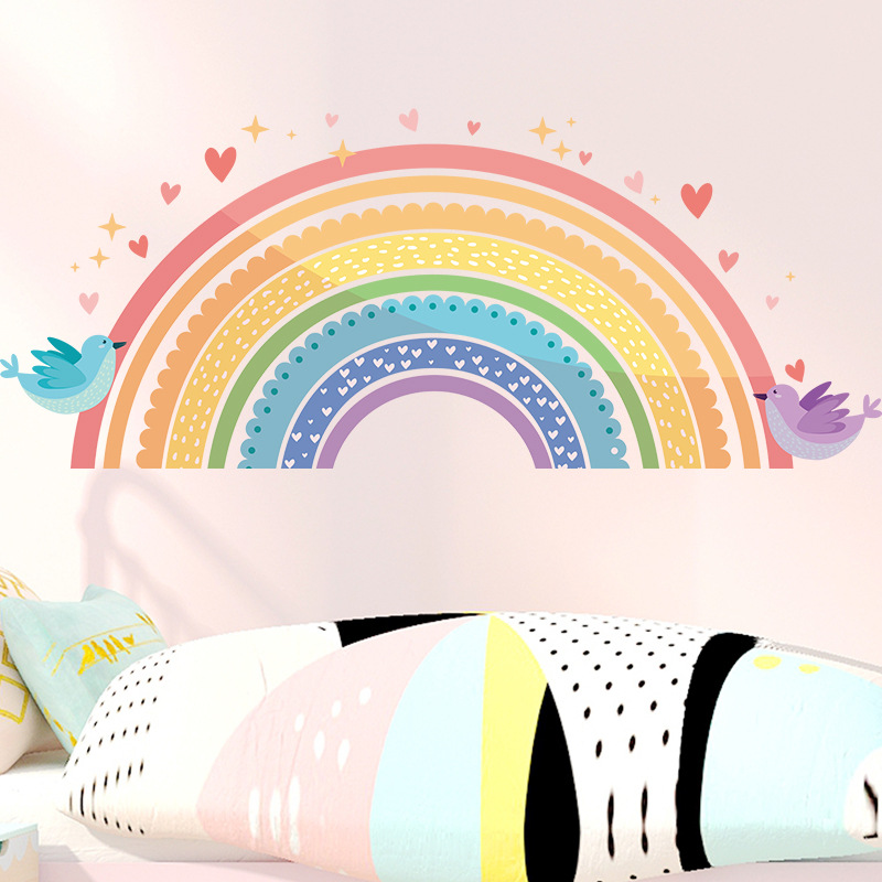 Colorful Rainbow Bird Love Wal - Baby Nursery Wall Stickers review and price