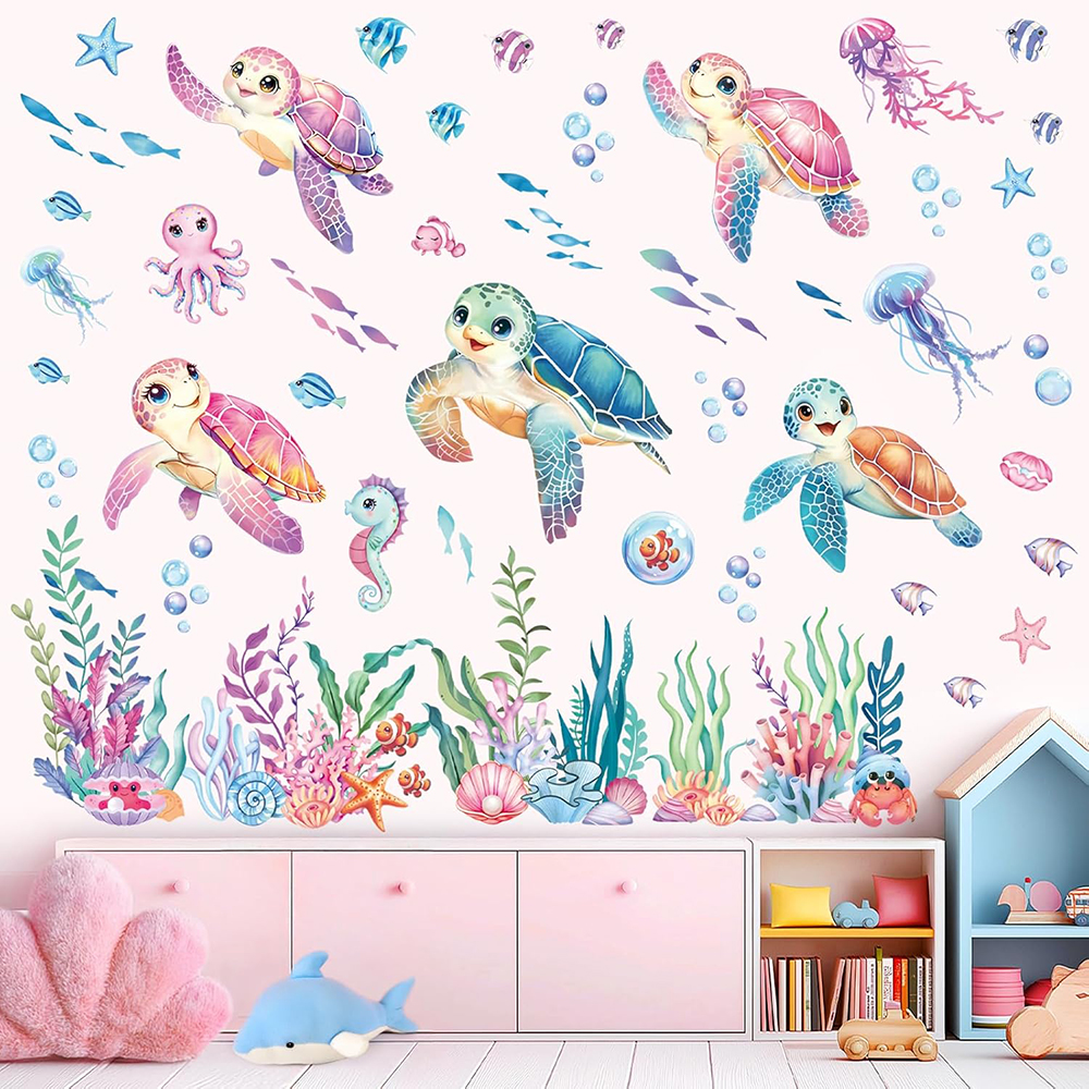 Large Pink Sea Turtles Ocean W - Baby Nursery Ocean review and price