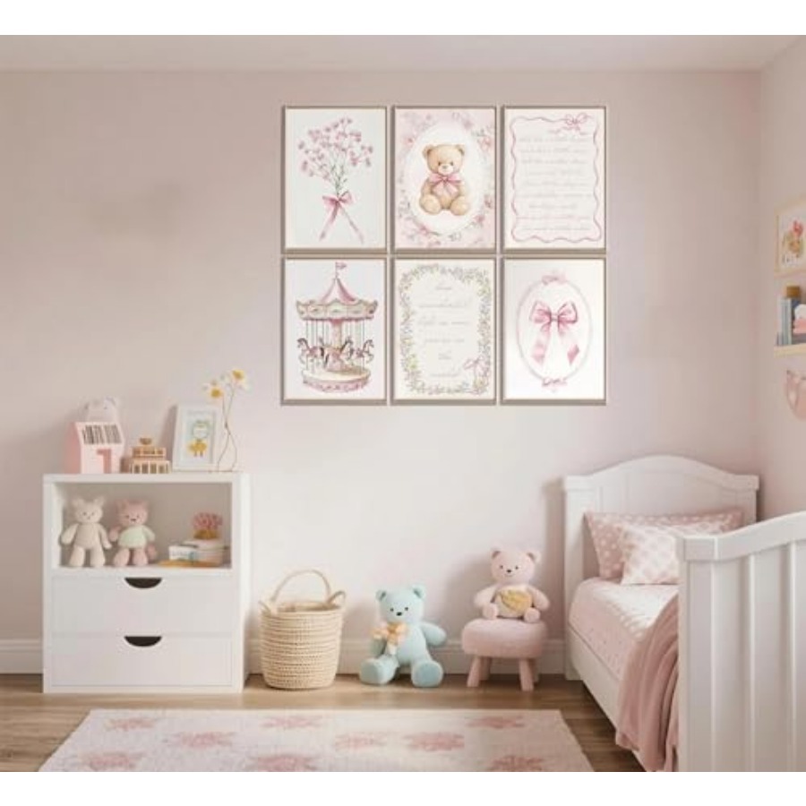 6pcs Pink Vintage Baby Girl Nu - Baby Nursery Vintage Decor review and price
