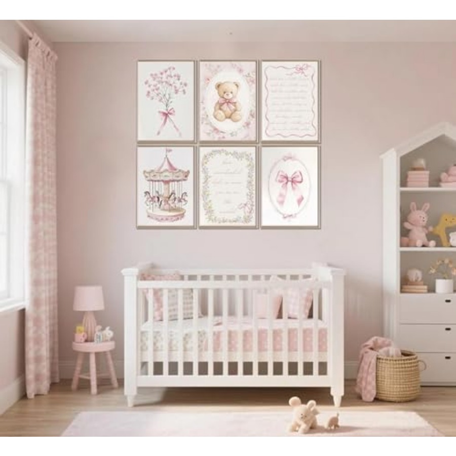 6pcs Pink Vintage Baby Girl Nu - Baby Nursery Vintage Decor review and price
