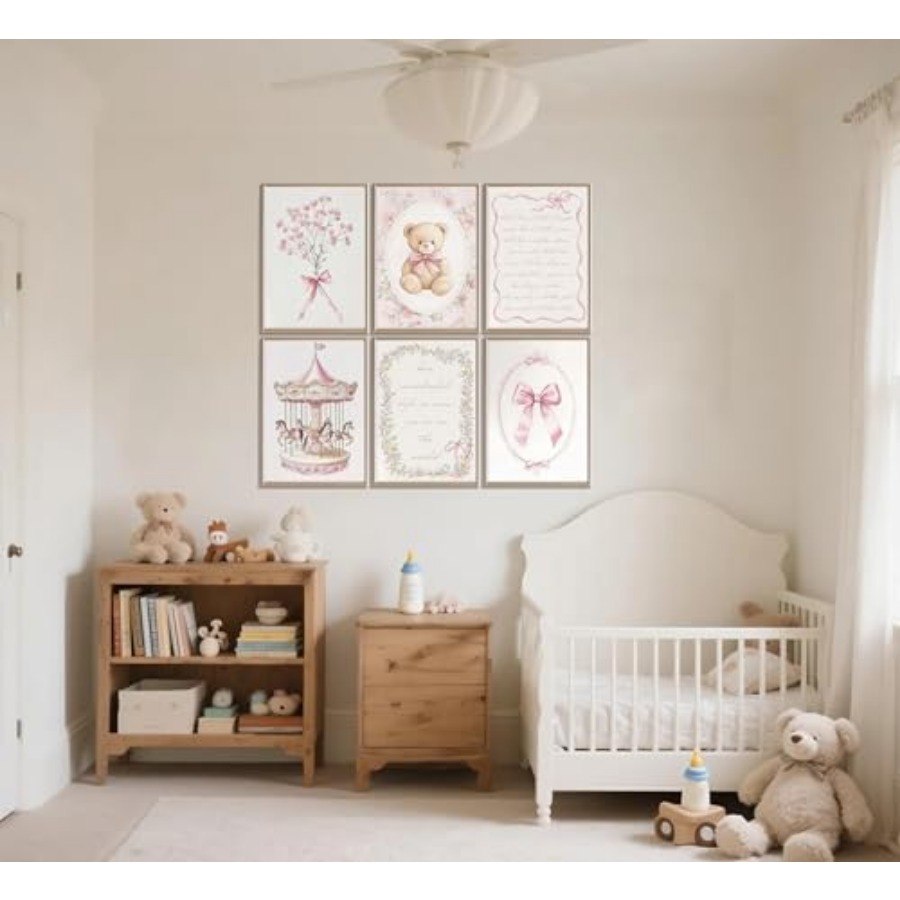 6pcs Pink Vintage Baby Girl Nu - Baby Nursery Vintage Decor review and price