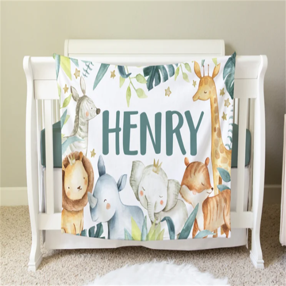 Safari Blanket, Personalized B - Baby Nursery Hospital review and price
