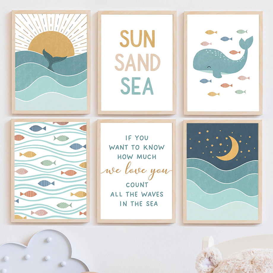 1pc frameless,Fish Whale Seagu - Baby Nursery Ocean review and price