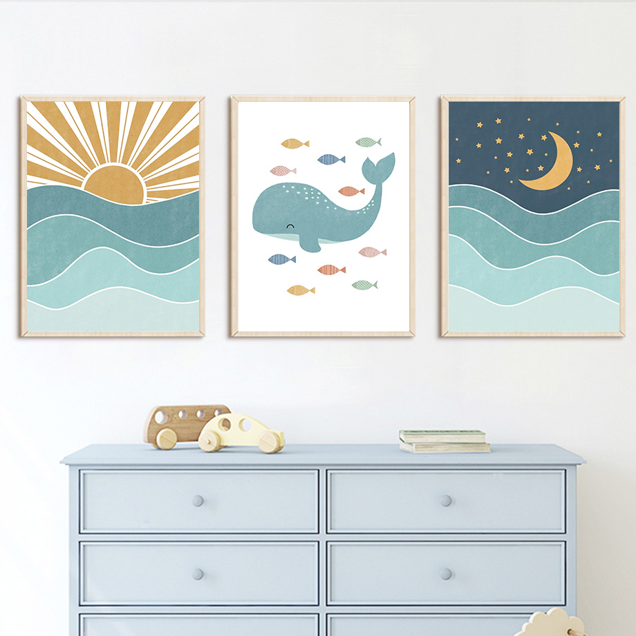 1pc frameless,Fish Whale Seagu - Baby Nursery Ocean review and price