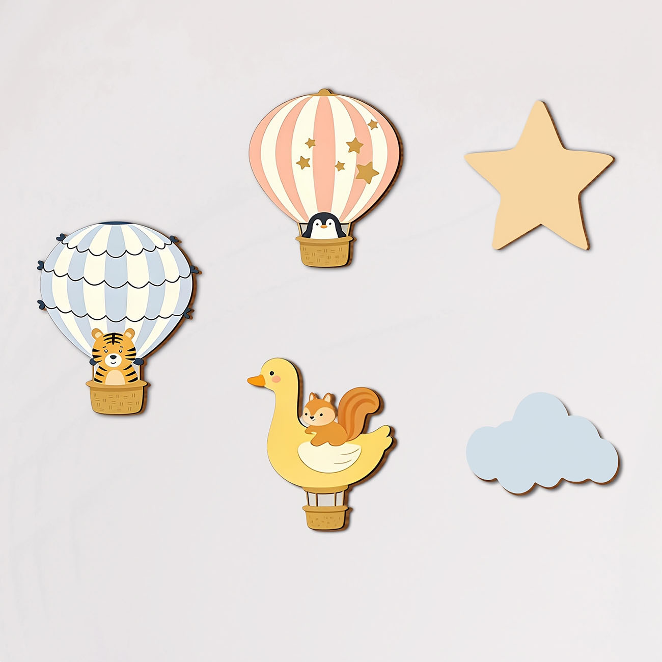 5Pcs Animal Hot Air Balloon Wo - Baby Nursery Wall Stickers review and price
