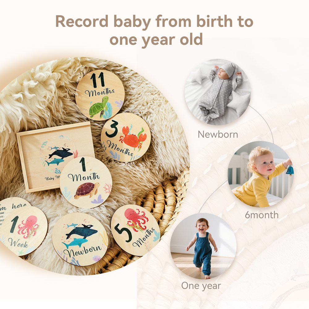Newborn Wooden Milestone Cards - Milestone Card Set review and price