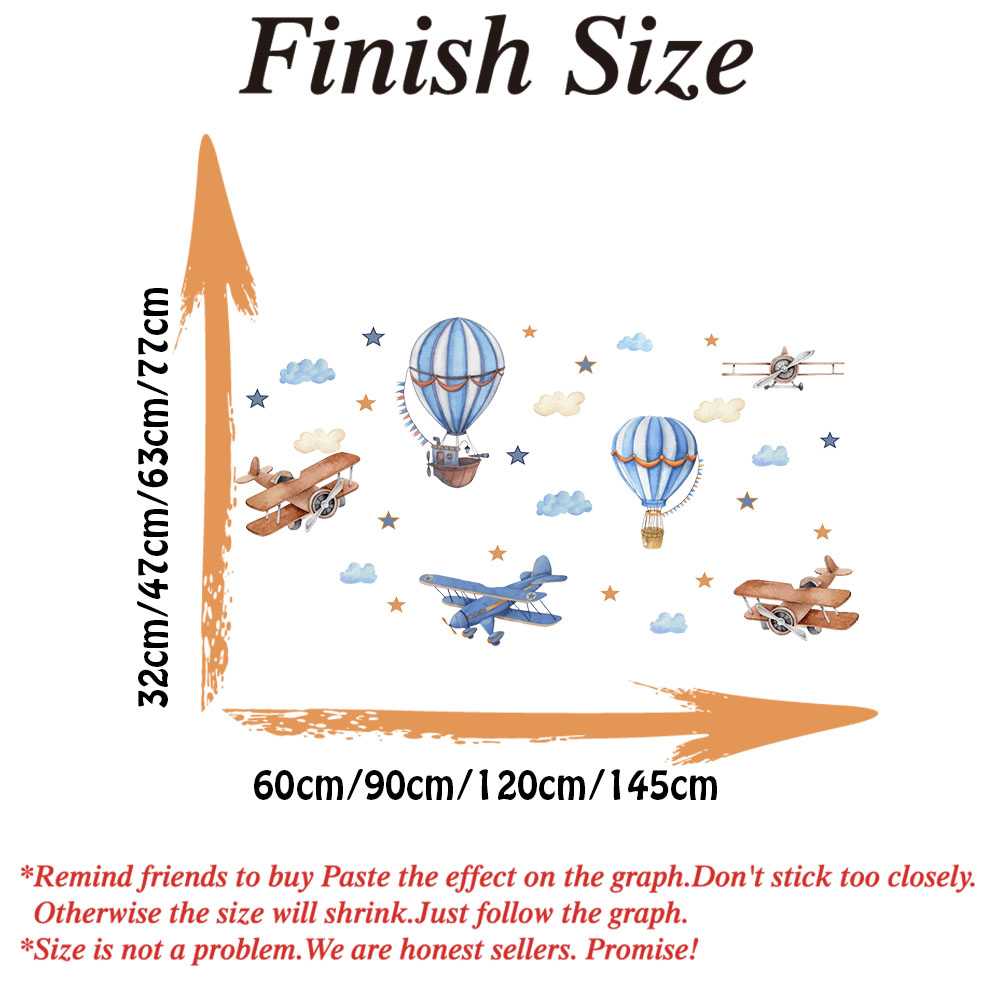 Cartoon Airplanes Hot Airballo - Baby Nursery Wall Stickers review and price